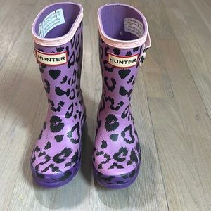 Hunter Boots Purple Cheetah Size 10